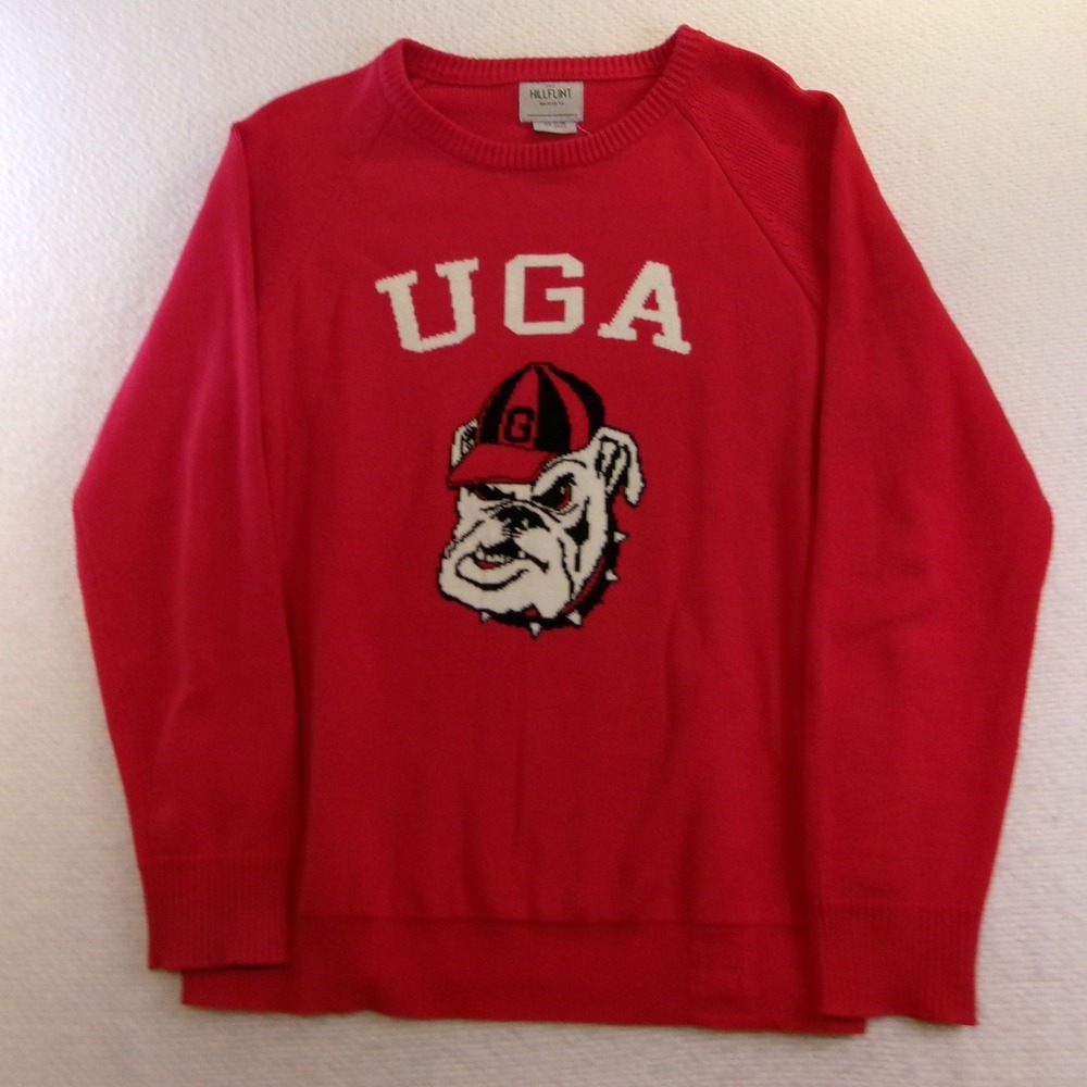 Hillflint Mens XL Sweater Red UGA Bulldogs Georgia Collegiate Knit Pullover